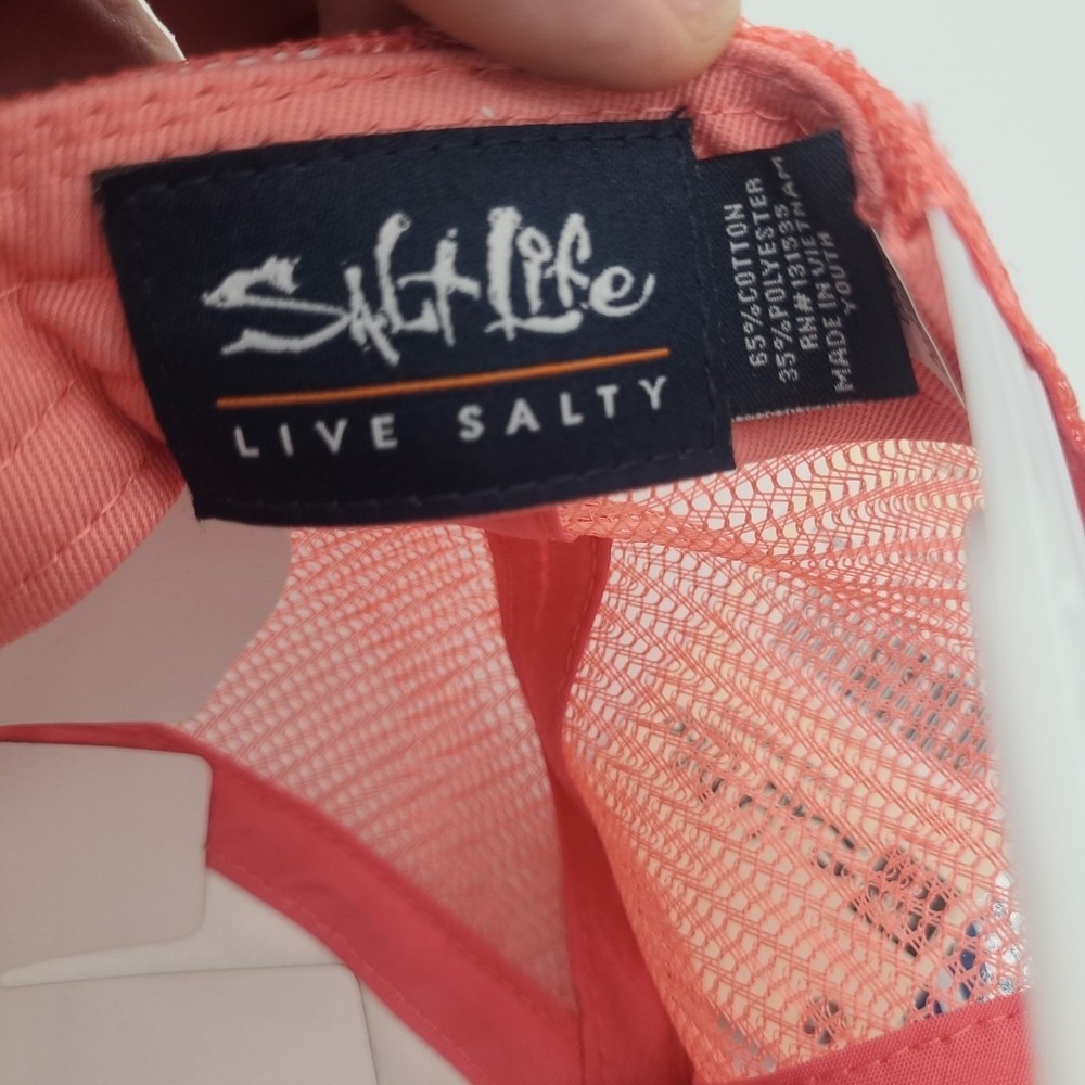 Salt Life Baseball Cap Hat Mesh Pink White Live Salty Snap Back Youth NEW - Picture 7 of 7